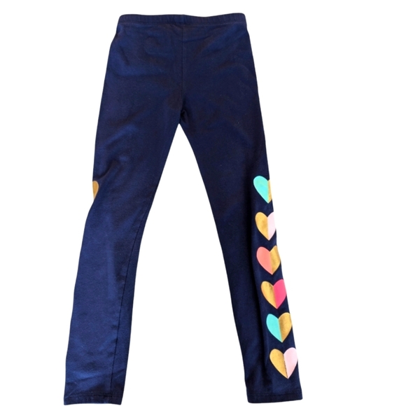 Cat & Jack Girls Navy Leggings With Colorful Heart Accents Cotton Size 5T - Picture 3 of 4